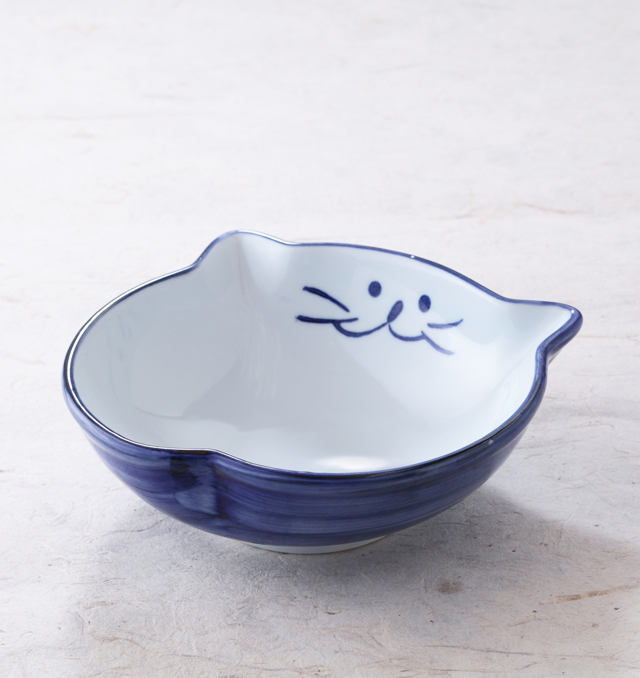 浅鉢 猫 食器 美濃焼 磁器 のらや