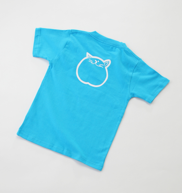 120cm ブルー 子供 Tシャツ 青 のらや 猫