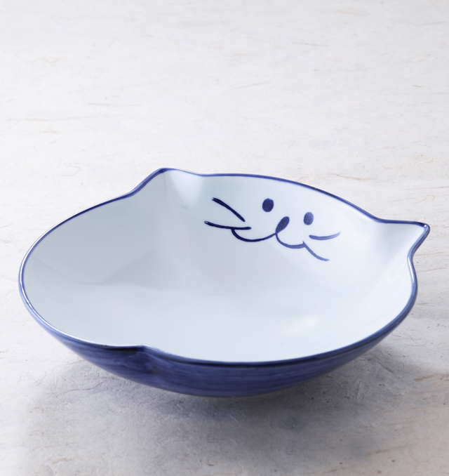 中鉢 猫 食器 美濃焼 磁器 のらや