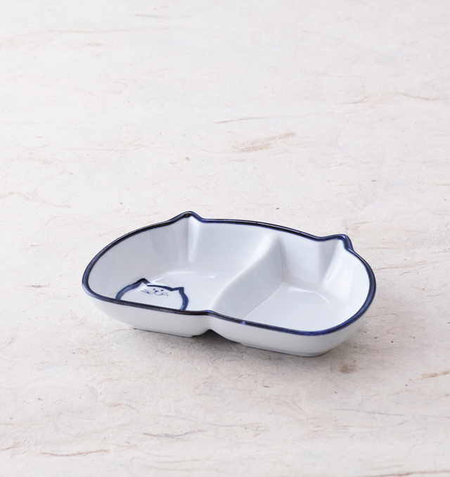二切皿 食器 猫 のらや 美濃焼 磁器 薬味