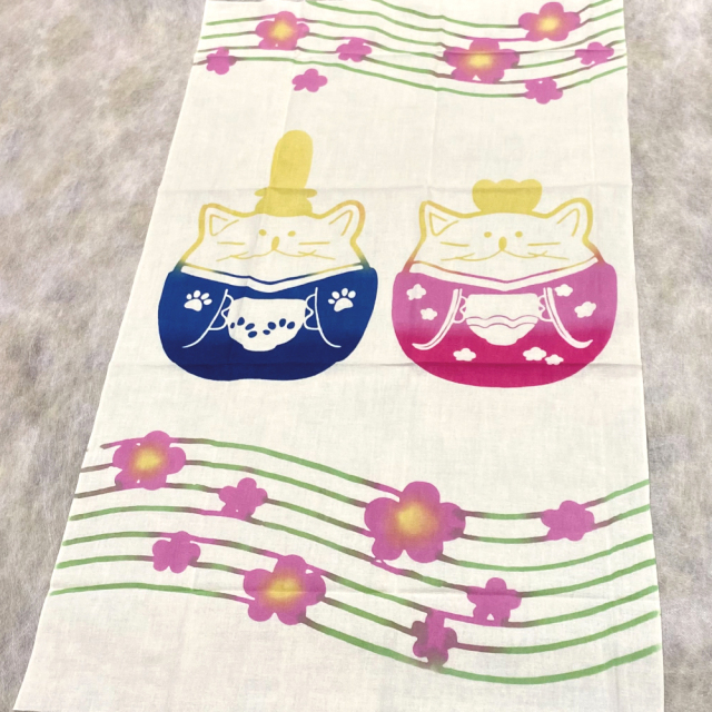 手ぬぐい,のらや,猫,ひな祭り,にじゆら