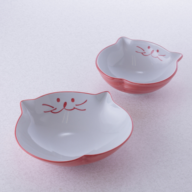 猫耳がかわいい猫食器です。猫柄の中鉢と浅鉢【中鉢 浅鉢 ギフト