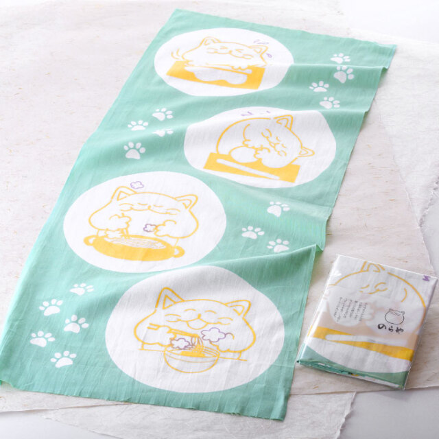 手ぬぐい,コラボ,猫,のらや,のらちゃん,うどん作り,オリジナル